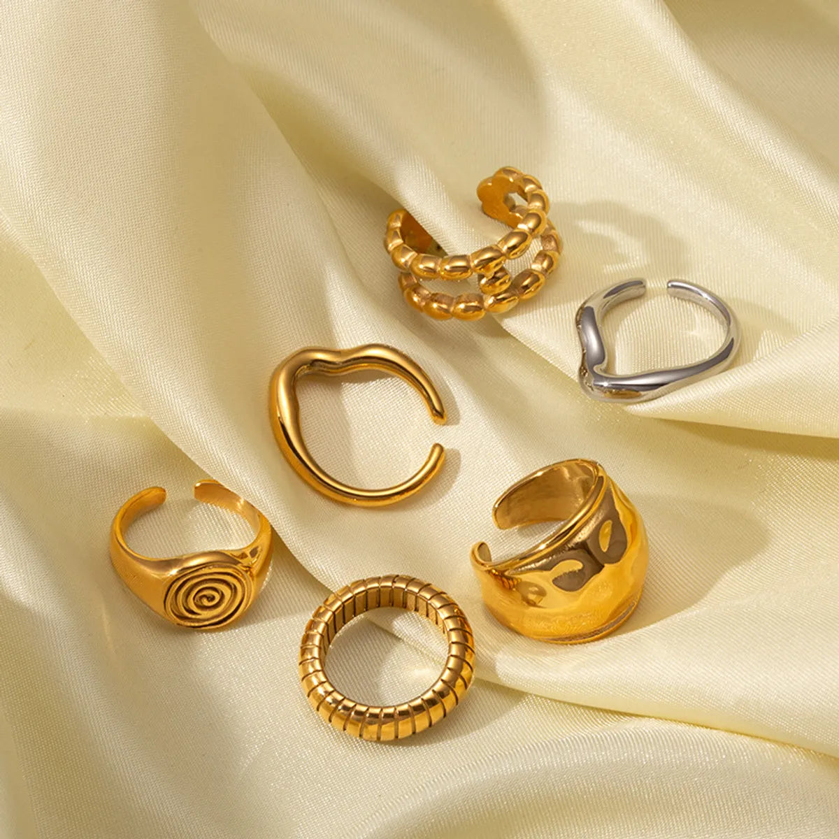 ladies rings with gold plating -Wholesale Jewelry Retro Geometric 304 Stainless Steel 18K Gold Plated Open Rings