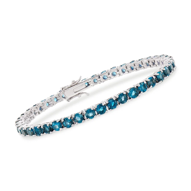 bracelets with crystal beads -Ross-Simons London Blue Topaz Tennis Bracelet in Sterling Silver