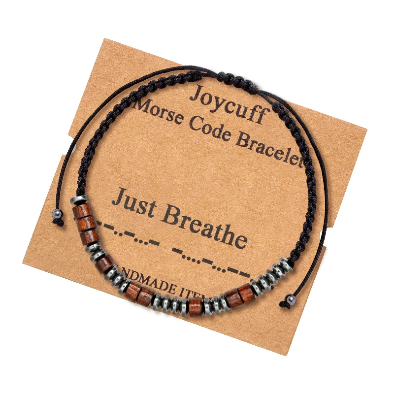 bracelets timeless beauty -Just Breathe Inspirational Morse Code Bracelet Gift for Mom Daughter