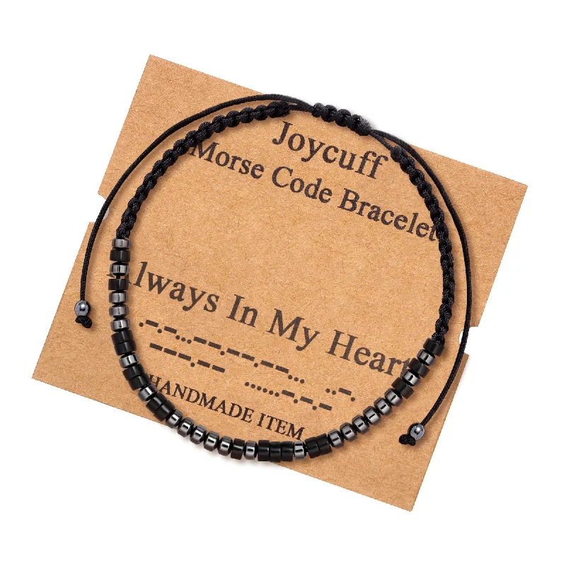 bracelets stylish affordable -Always In My Heart Morse Code Bracelet for Women Inspirational Gift for Her