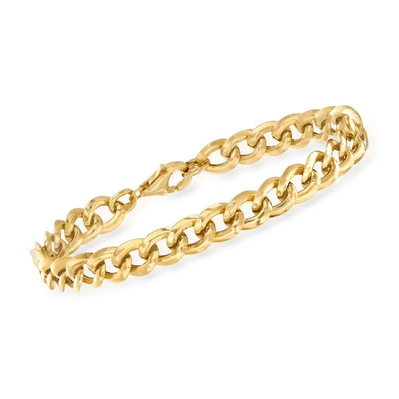 bracelets wide cuff style -Ross-Simons Italian 18kt Yellow Gold Curb-Link Bracelet