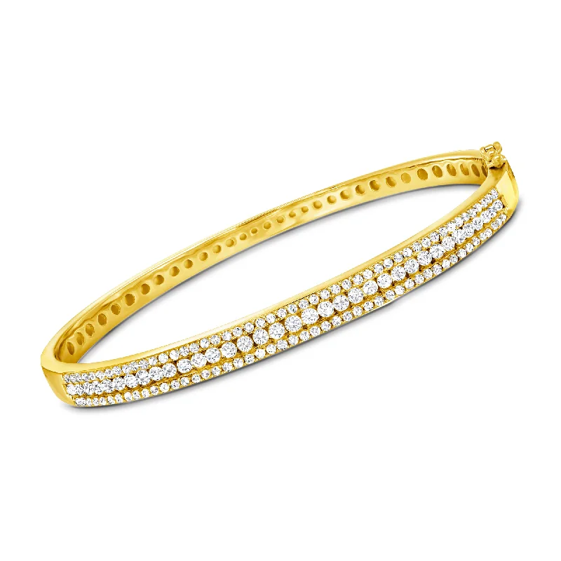 bracelets for office wear -Ross-Simons Diamond Bangle Bracelet in 18kt Gold Over Sterling