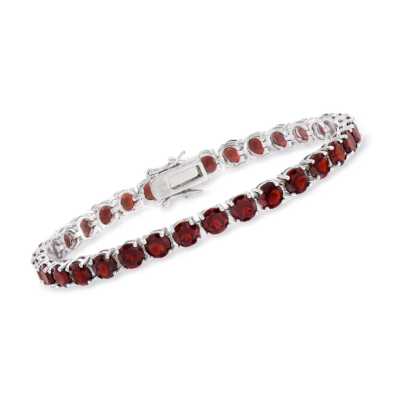 bracelets with pearl detail -Ross-Simons Garnet Tennis Bracelet in Sterling Silver