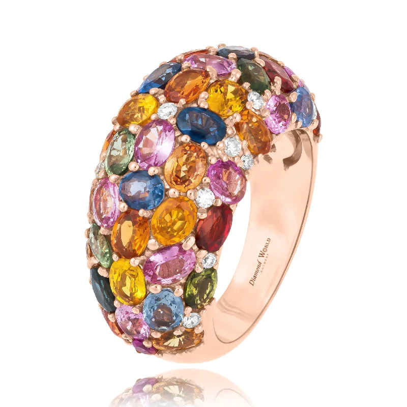 ladies rings promise ring design -Multi Colour Sapphires & Diamonds "Brooklyn" Ring