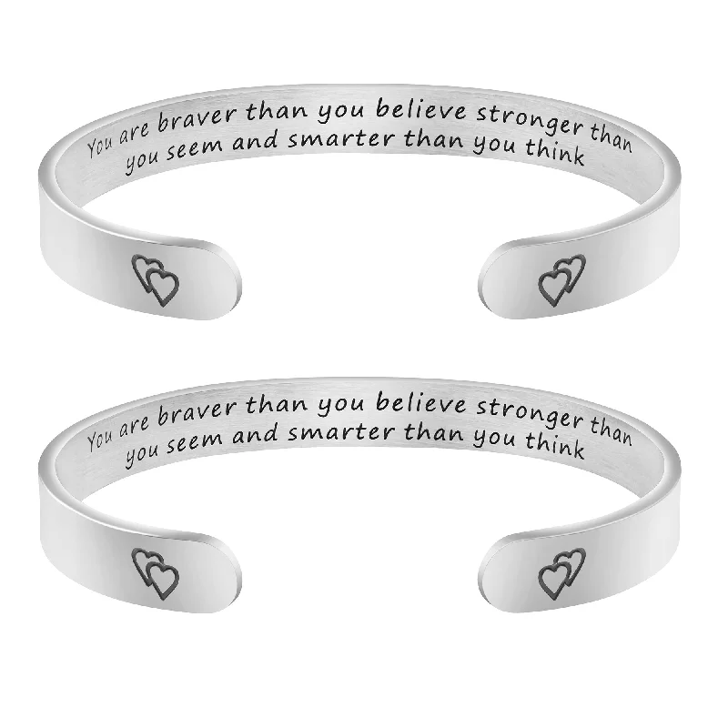 bracelets for prom night -You are Braver Than You Believe Stronger Than You Seem Smarter Than You Think Set of 2 Bracelets