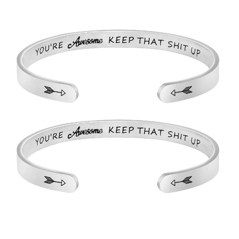 bracelets lightweight daily comfort -You're Awesome Keep That Shit Up Set of 2 Bracelets