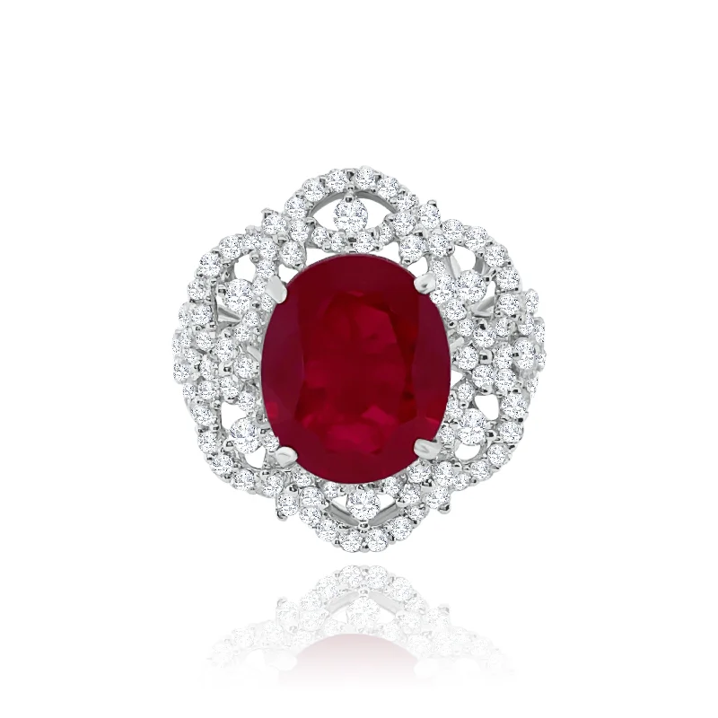 ladies rings chic modern design -Ruby & Diamonds "In Bloom" Ring