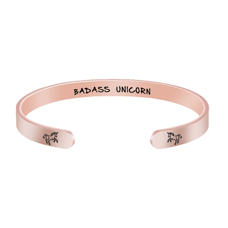 bracelets wide cuff style -Badass Unicorn Inspirational Bracelets for A Daily Reminder