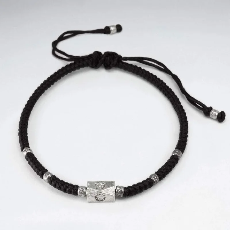 bracelets with arrow detail -The Block Bead Silver Bracelet