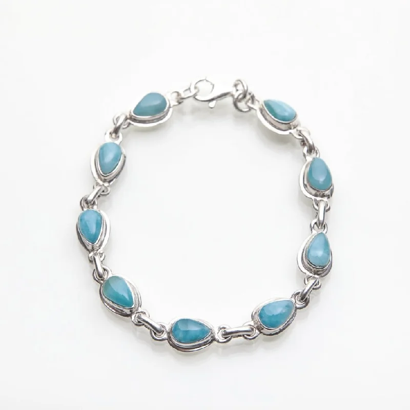 bracelets with green emerald -Teardrop Larimar Bracelet Godiva