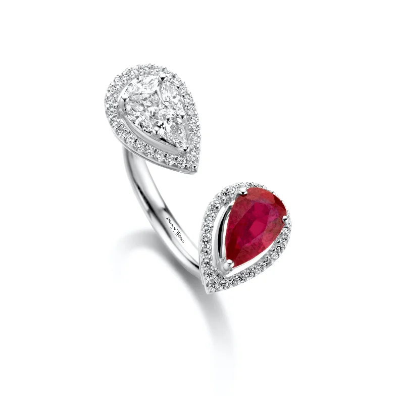 ladies rings for young women -Ruby & Diamonds "Amber" Ring